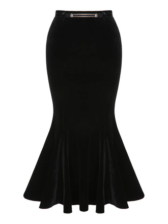 1930s Solid Velvet Mermaid Skirt: 1930s grace for the woman who dances through life