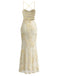 1930s Spaghetti Strap 3D Floral Maxi Mermaid Dress: beautiful vintage dress, retro fashion, elegant style with timeless appeal