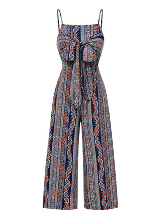 She finds her 1930s story in this 1930s Spaghetti Strap Bohemian Tie-Front Jumpsuit