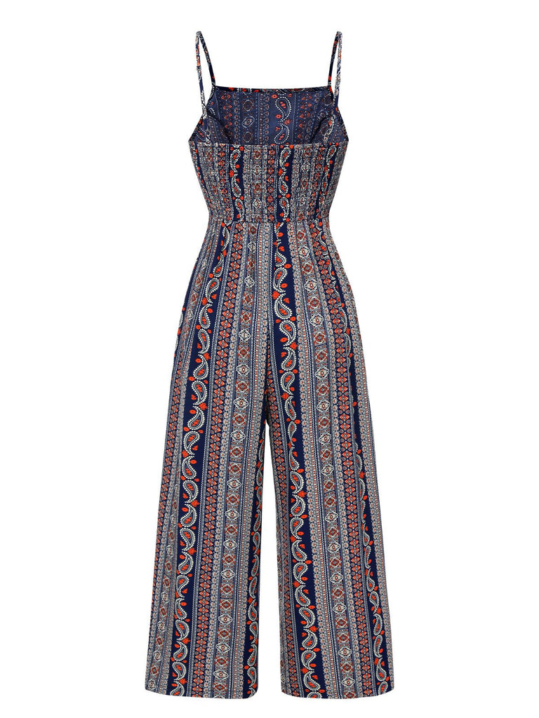 This 1930s Spaghetti Strap Bohemian Tie-Front Jumpsuit whispers 1930s secrets to those who notice