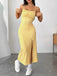 She slips into this 1930s Spaghetti Strap Daisy Slit Dress and suddenly it's a 1930s daydream