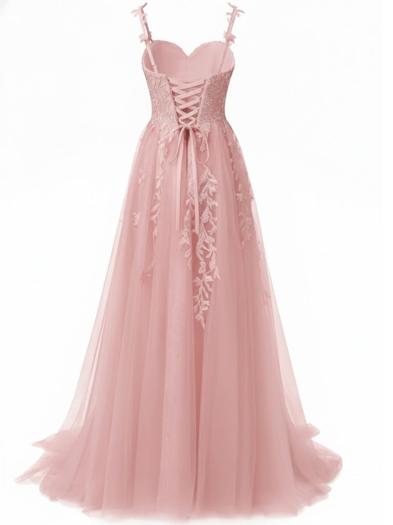 1930s Spaghetti Strap Lace Tulle Maxi Dress - vintage dress, retro fashion