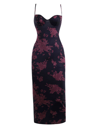 1930s Spaghetti Strap Leopard Floral Dress - vintage dress, retro fashion