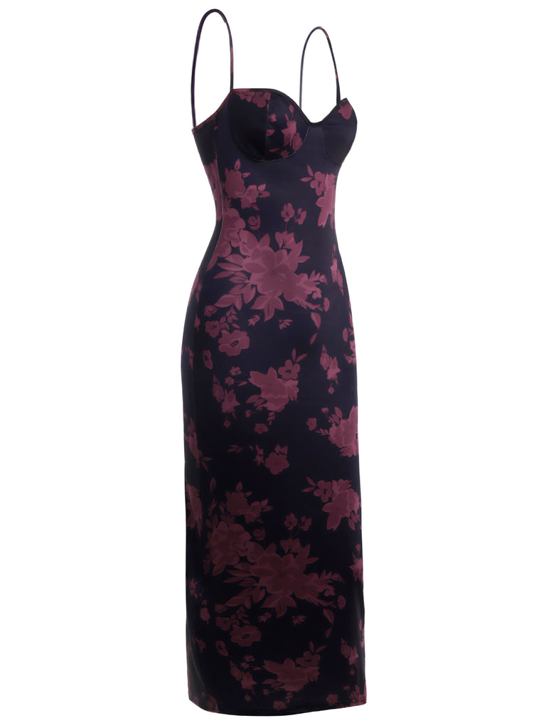 1930s Spaghetti Strap Leopard Floral Dress - vintage dress, retro fashion