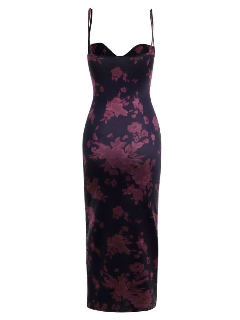 1930s Spaghetti Strap Leopard Floral Dress - vintage dress, retro fashion