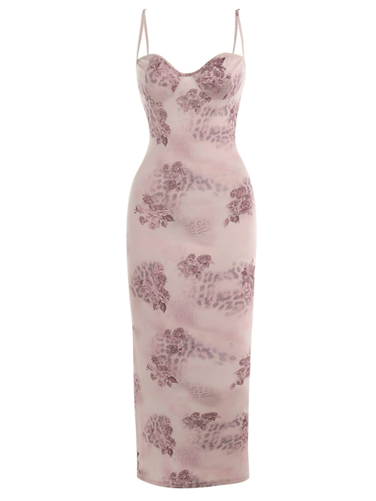 1930s Spaghetti Strap Leopard Floral Dress - vintage dress, retro fashion