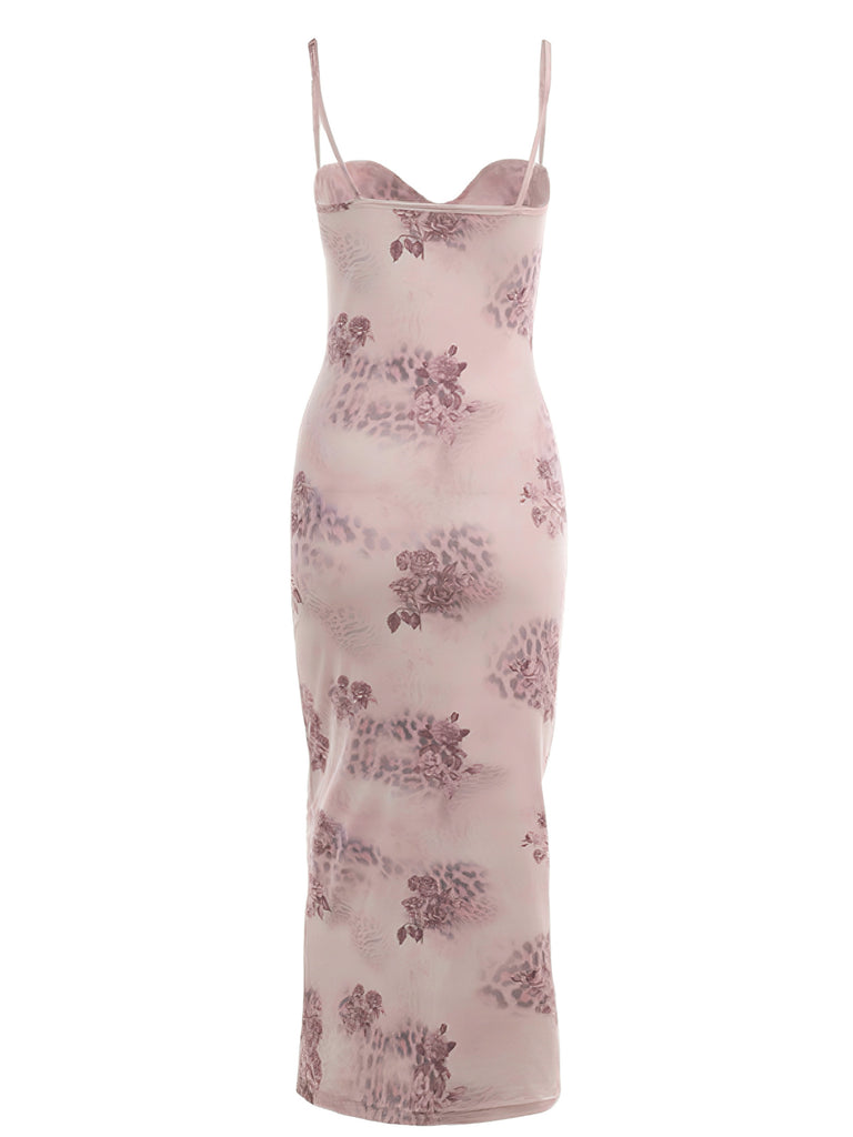 1930s Spaghetti Strap Leopard Floral Dress - vintage dress, retro fashion