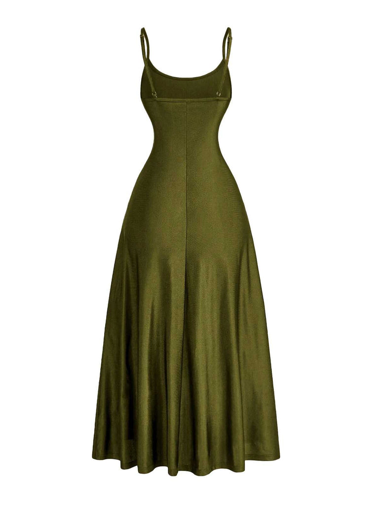 1930s Spaghetti Strap Satin Solid Dress - vintage dress, retro fashion