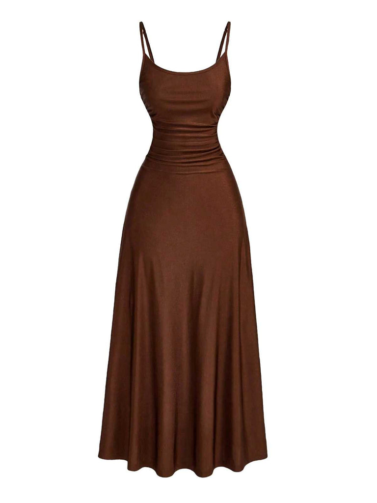 1930s Spaghetti Strap Satin Solid Dress - vintage dress, retro fashion