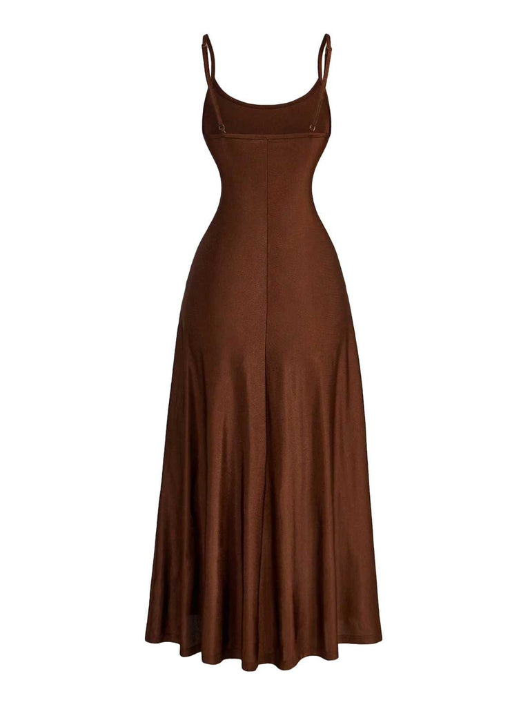 1930s Spaghetti Strap Satin Solid Dress - vintage dress, retro fashion