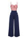 Dark Blue 1930s Spaghetti Strap Stripes Jumpsuit: timeless 1930s elegance she makes her own