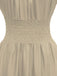 1930s Square Neck Wrinkles Puff Sleeves Dress: where 1930s romance meets her modern spirit