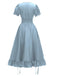 1930s Square Neck Wrinkles Puff Sleeves Dress — a 1930s silhouette that turns sidewalks into runways