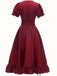 1930s Square Neck Wrinkles Puff Sleeves Dress — the kind of 1930s dress that makes strangers smile