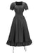 1930s Square Neck Wrinkles Puff Sleeves Dress — a 1930s silhouette that turns sidewalks into runways