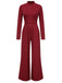 She finds her 1930s story in this 1930s Stand Collar Long Sleeve Wide Leg Jumpsuit