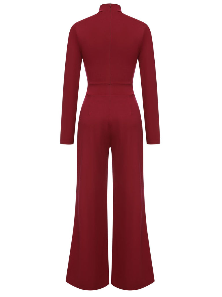 This 1930s Stand Collar Long Sleeve Wide Leg Jumpsuit whispers 1930s secrets to those who notice