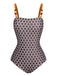 Brown 1930s Beads Straps Polka Dots Reversible Swimsuit - vintage swimsuit, pin-up style