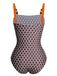 Brown 1930s Beads Straps Polka Dots Reversible Swimsuit - vintage swimsuit, pin-up style