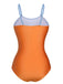 1930s Spaghetti Strap Contrast 3D Flower One-Piece Swimsuit - vintage swimsuit, pin-up style