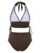 1930s Textured Fabric Solid Halter Lace-Up Swimsuit: 1930s Riviera elegance, reimagined for her