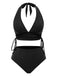 1930s Textured Fabric Solid Halter Lace-Up Swimsuit — because 1930s glamour never goes out of style