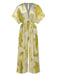 1930s Tie-Dye V-Neck Pleated Ring Jumpsuit - vintage jumpsuit, retro fashion