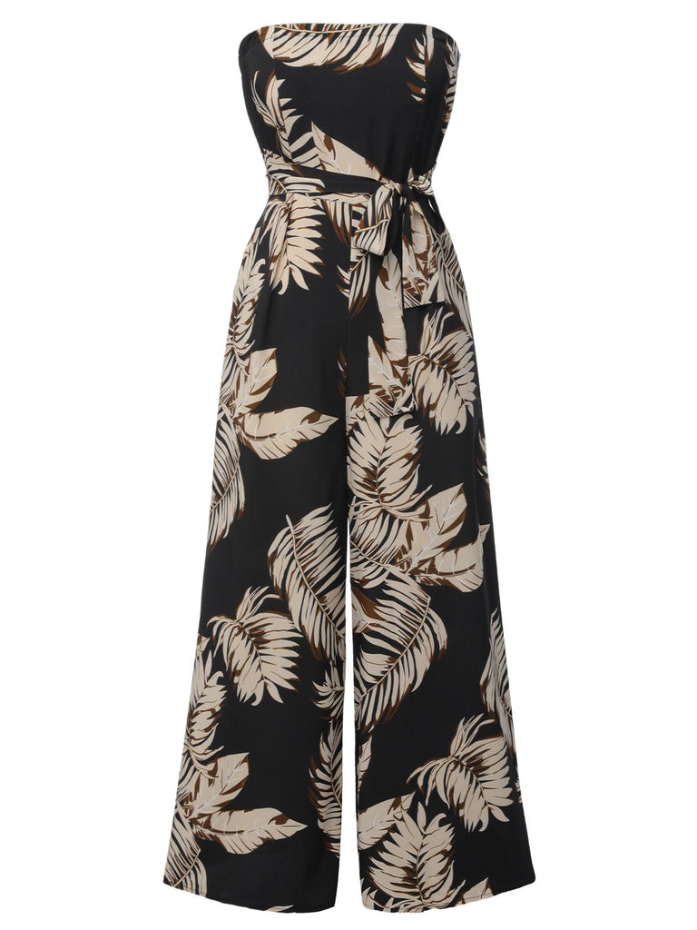 1930s Tropical Tie-Up Bandeau Jumpsuit, vintage romper, retro jumpsuit - perfect for women who love vintage and retro fashion