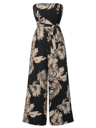 1930s Tropical Tie-Up Bandeau Jumpsuit, vintage romper, retro jumpsuit - perfect for women who love vintage and retro fashion