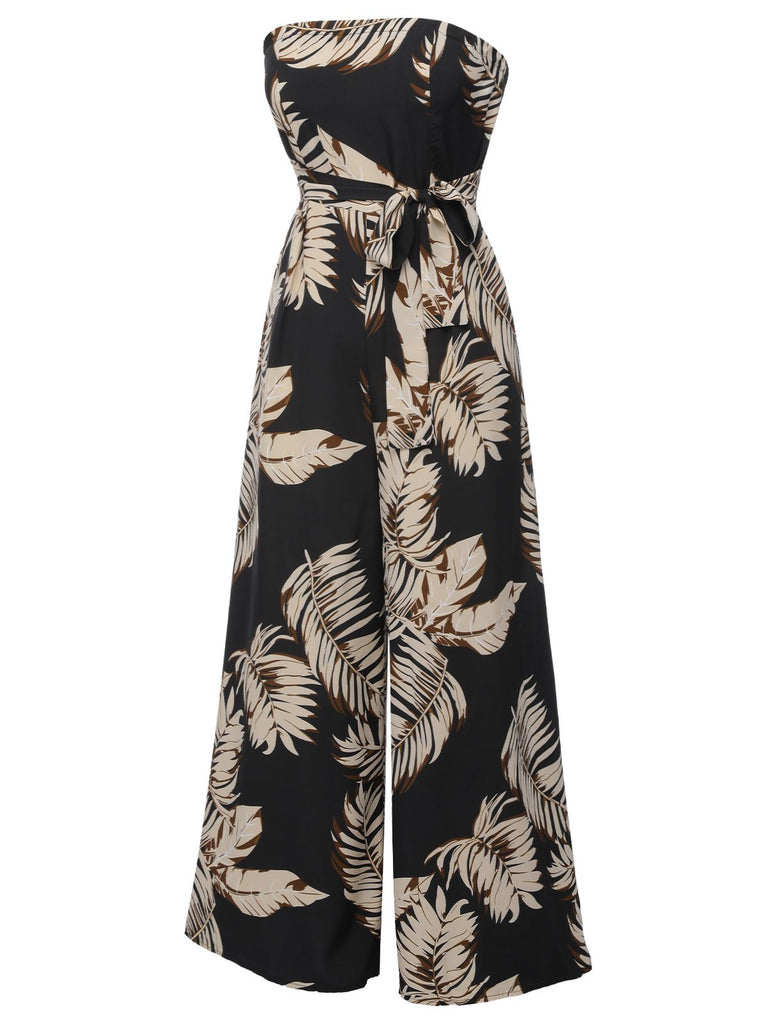 1930s Tropical Tie-Up Bandeau Jumpsuit, vintage romper, retro jumpsuit - perfect for women who love vintage and retro fashion