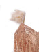 1930s V-Neck Feather Strap High Slit Sequined Dress - vintage dress, retro fashion