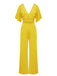 She finds her 1930s story in this 1930s V-Neck Knitted Solid Jumpsuit