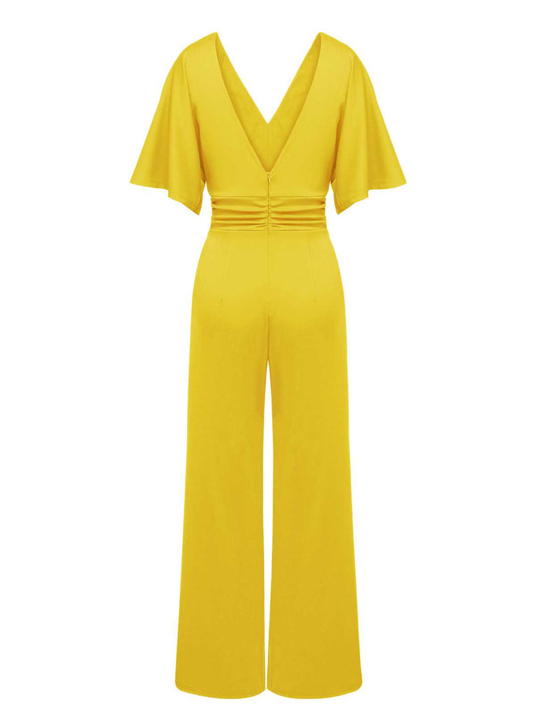 1930s V-Neck Knitted Solid Jumpsuit: timeless 1930s elegance she makes her own
