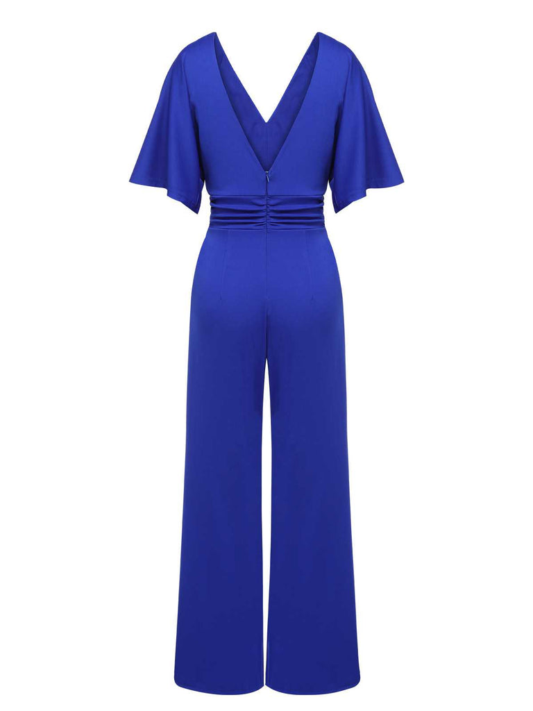 She finds her 1930s story in this 1930s V-Neck Knitted Solid Jumpsuit