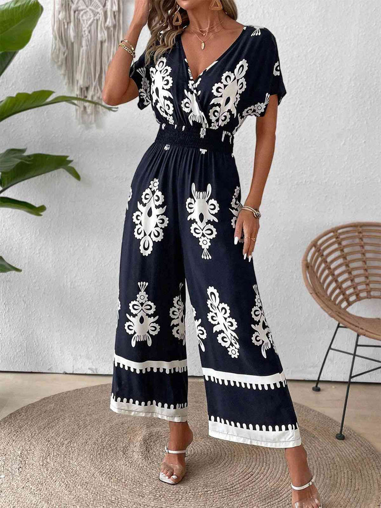 She finds her 1930s story in this 1930s V-Neck National Totem Wideleg Jumpsuit