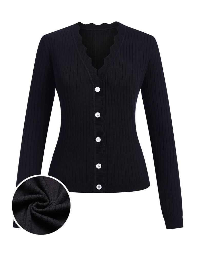 1930s V-Neck Ruffles Long Sleeve Sweater Coat - vintage fashion, retro style