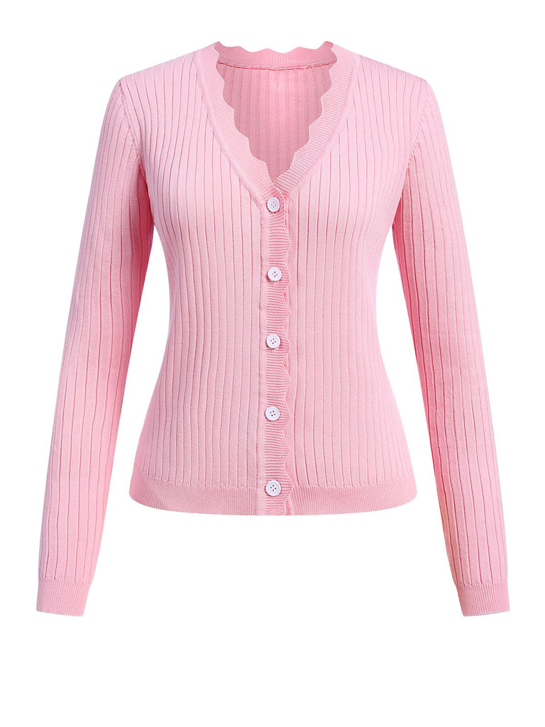 1930s V-Neck Ruffles Long Sleeve Sweater Coat - vintage fashion, retro style