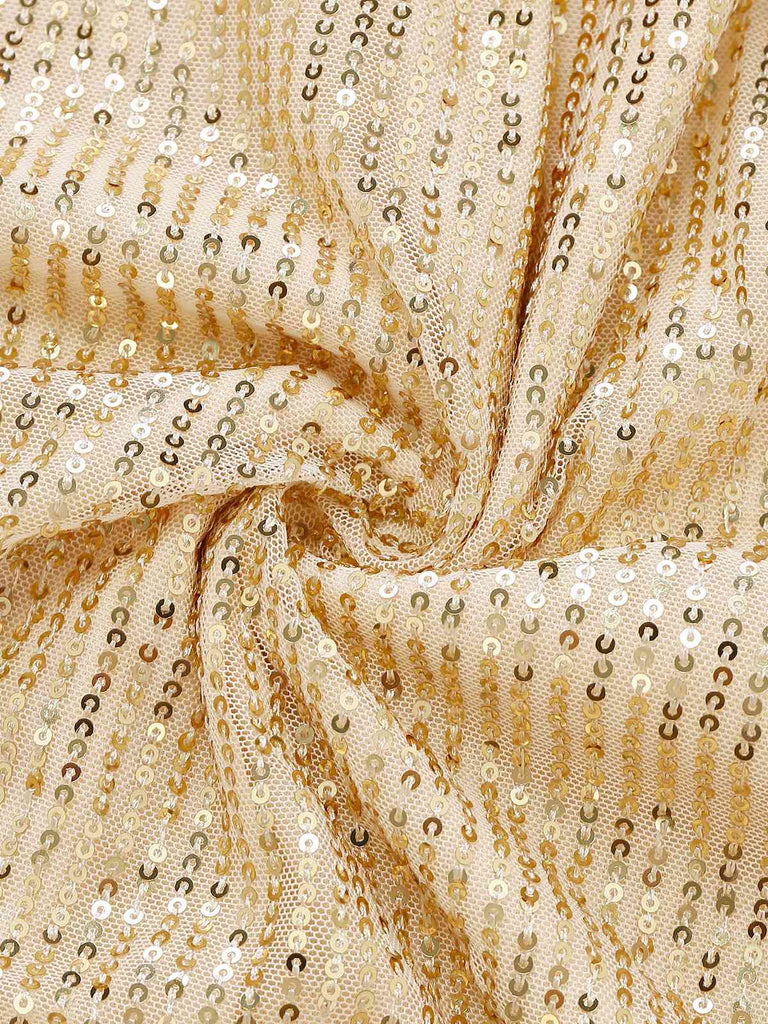 1930s V-Neck Sequined Ruffled Hem Dress - vintage dress, retro fashion