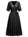 1930s V-Neck Sequined Ruffled Hem Dress - vintage dress, retro fashion