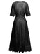 1930s V-Neck Sequined Ruffled Hem Dress - vintage dress, retro fashion