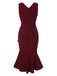 1930s V-Neck Solid Fishtail Bodycon Dress, vintage dress, retro fashion - perfect for women who love vintage and retro fashion