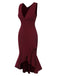 1930s V-Neck Solid Fishtail Bodycon Dress, vintage dress, retro fashion - perfect for women who love vintage and retro fashion