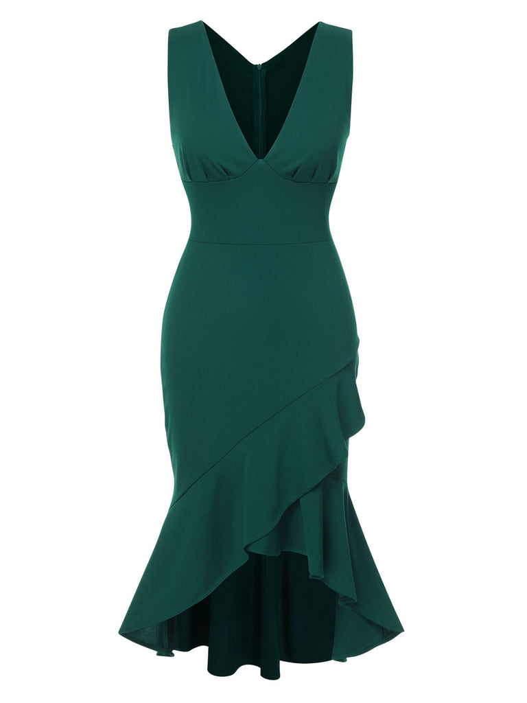 Women's V-Neck Side Split Asymmetrical Bodycon Sleeveless Midi Party Cocktail Dress Women's V-Neck Side Split Asymmetrical Bodycon Sleeveless Midi Party Cocktail Dress