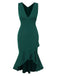 1930s V-Neck Solid Fishtail Bodycon Dress, vintage dress, retro fashion - perfect for women who love vintage and retro fashion