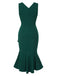 1930s V-Neck Solid Fishtail Bodycon Dress, vintage dress, retro fashion - perfect for women who love vintage and retro fashion