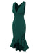 1930s V-Neck Solid Fishtail Bodycon Dress, vintage dress, retro fashion - perfect for women who love vintage and retro fashion
