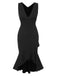 1930s V-Neck Solid Fishtail Bodycon Dress, vintage dress, retro fashion - perfect for women who love vintage and retro fashion