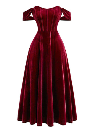 She slips into this 1930s Velvet Corset Formal Dress and suddenly it's a 1930s daydream