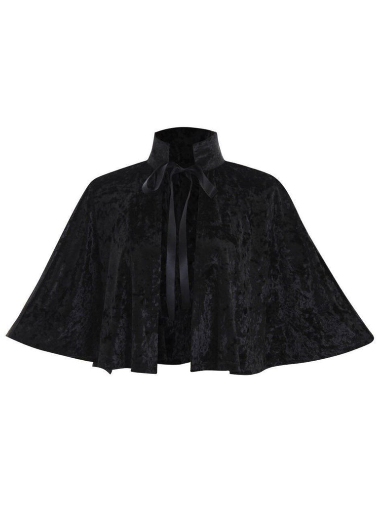 1930s Velvet Medieval Lace-Up Halloween Cape - vintage fashion, retro style