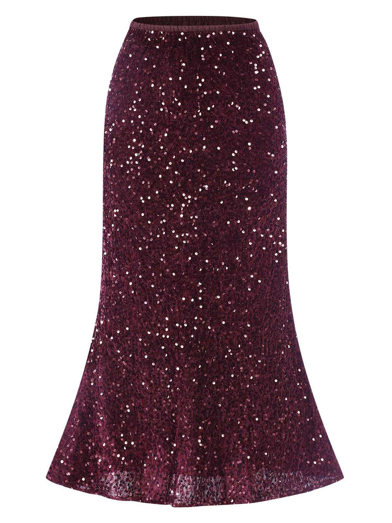 1930s Velvet Sequined Mermaid Skirt: 1930s grace for the woman who dances through life